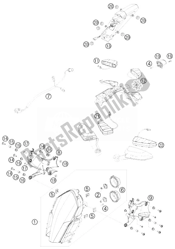 Todas las partes para Sistema De Iluminación de KTM 1190 RC8 Orange Australia 2010