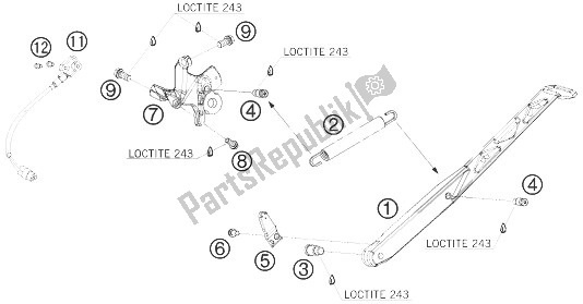 Tutte le parti per il Cavalletto Laterale / Centrale del KTM 690 Duke Black Europe 2010