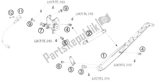 Tutte le parti per il Cavalletto Laterale / Centrale del KTM 690 Duke Black USA 2010