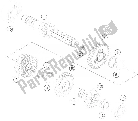 Todas las partes para Transmisión I - Eje Principal de KTM Freeride 250 R Australia 2014