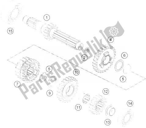 All parts for the Transmission I - Main Shaft of the KTM Freeride 250 R Europe 2014