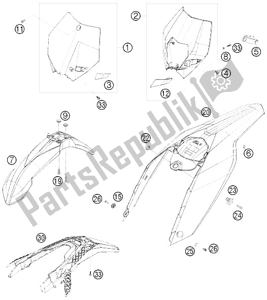 All parts for the Mask, Fenders of the KTM 530 XC W South Africa 2009