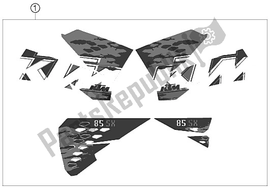 All parts for the Decal of the KTM 85 SX 19 16 Europe 2008