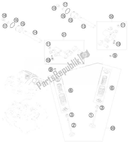 Toutes les pièces pour le Entraînement De Soupape du KTM 450 XC ATV Europe 2010