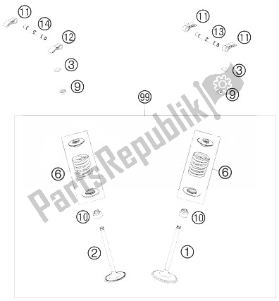 All parts for the Valve Drive of the KTM 450 SMR Europe 2010