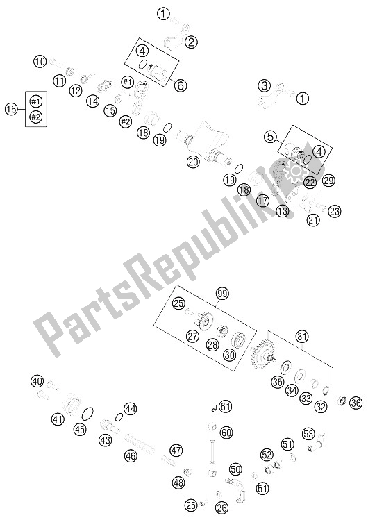 All parts for the Exhaust Control of the KTM 250 EXC Europe 2016