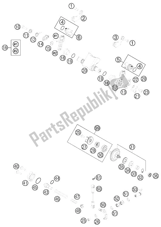 Toutes les pièces pour le Contrôle D'échappement du KTM 250 EXC Factory Edition Europe 2015