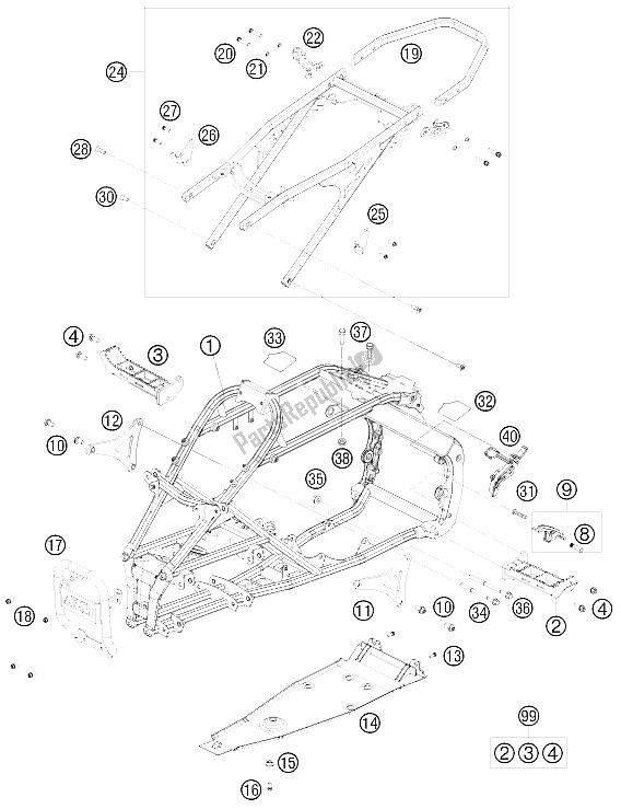Tutte le parti per il Telaio del KTM 450 SX ATV Europe 2009