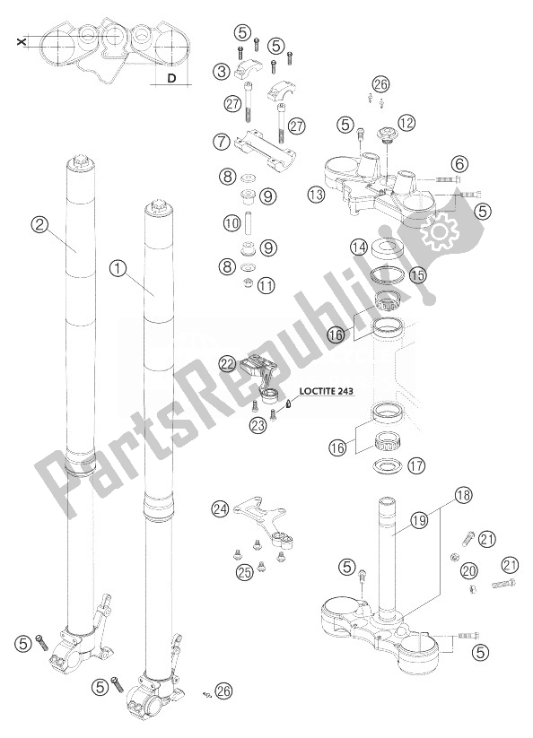 Alle onderdelen voor de Telescopische Vork Wp Usd 48 Lc8 van de KTM 950 Adventure Black LOW Europe 2004