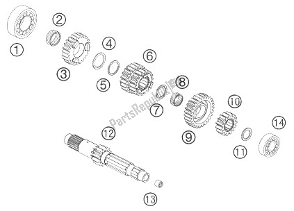 All parts for the Transmission I - Main Shaft of the KTM 1300 RC 8 Europe 2007