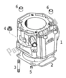 Todas as partes de Cilindro 400/620 Rxc-e '98 do KTM 400 EGS E 25 KW 20 LT MIL Europe 1997