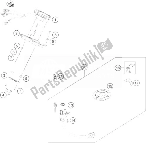 All parts for the Instruments / Lock System of the KTM 200 Duke White ABS CKD Malaysia 2013