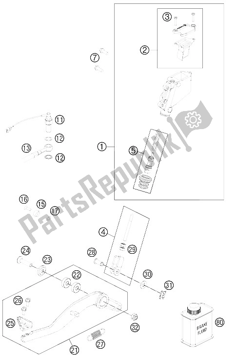 All parts for the Rear Brake Control of the KTM 990 ADV White ABS Spec Edit Brazil 2011