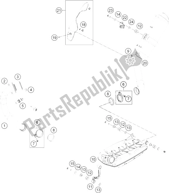 Toutes les pièces pour le Système D'échappement du KTM 690 Duke Black ABS Europe 2015