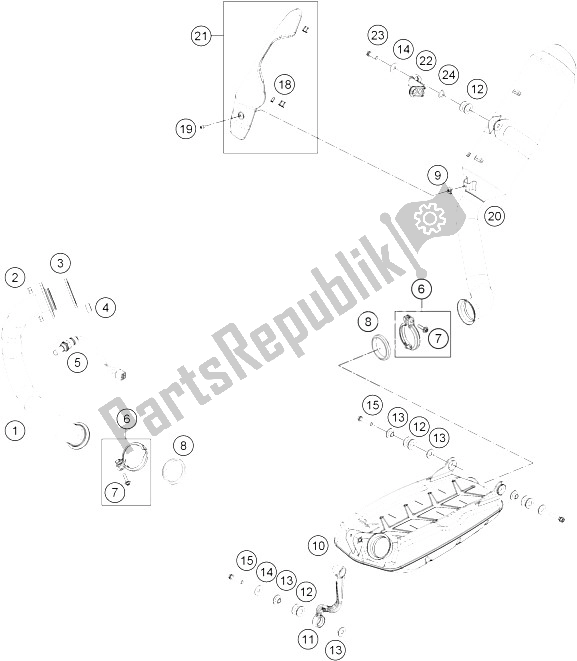 Wszystkie części do System Wydechowy KTM 690 Duke Black ABS USA 2015