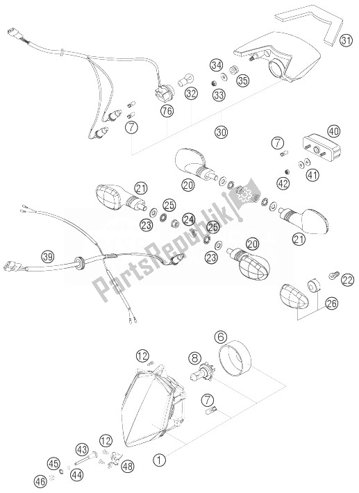 All parts for the Lighting System of the KTM 950 Superenduro R Australia United Kingdom 2007