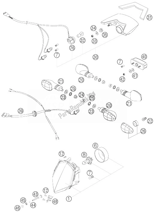 All parts for the Lighting System of the KTM 950 Supermoto Black Europe 2007