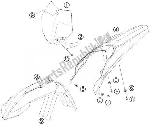 All parts for the Mask, Fender of the KTM 85 SX 19 16 Europe 2014