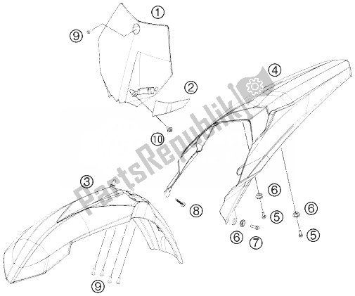 Tutte le parti per il Maschera, Parafango del KTM 85 SXS 17 14 USA 2014