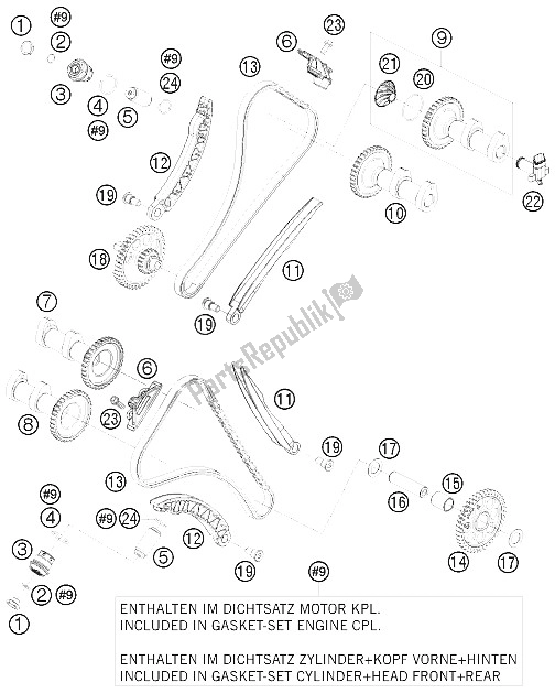 Tutte le parti per il Unità Di Cronometraggio del KTM 1190 RC 8 White Europe 2009