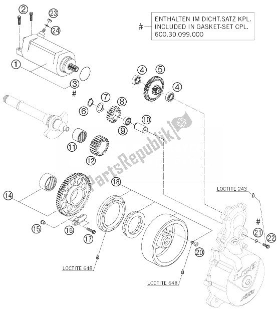 Tutte le parti per il Avviamento Elettrico del KTM 950 Supermoto Black Europe 2007