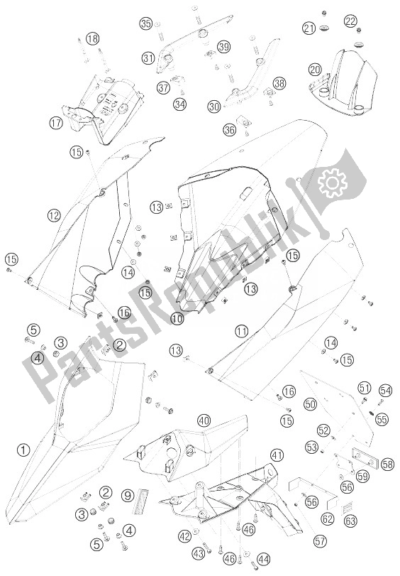 Tutte le parti per il Maschera, Parafanghi del KTM 690 Supermoto Black USA 2007