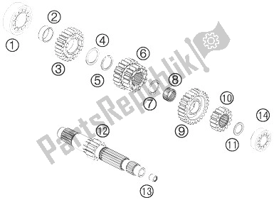 All parts for the Transmission I - Main Shaft of the KTM 990 Supermoto R ABS France 2013