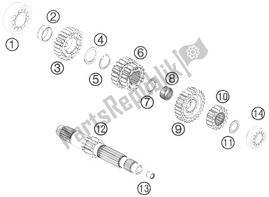 Toutes les pièces pour le Transmission I - Arbre Principal du KTM 990 Supermoto T Black ABS Europe 2013