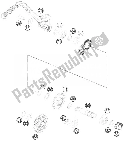 All parts for the Kick Starter of the KTM 250 EXC F Europe 2014