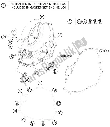 Toutes les pièces pour le Couvercle D'embrayage du KTM 690 Duke Black Australia United Kingdom 2009