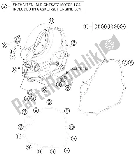 All parts for the Clutch Cover of the KTM 690 Duke Orange Europe 2009