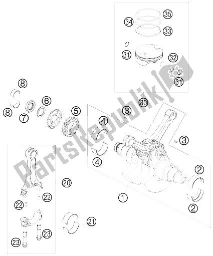 All parts for the Crankshaft, Piston of the KTM 990 Adventure R Europe 2009