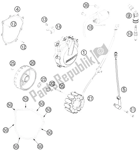 All parts for the Ignition System of the KTM 450 SX F Fact Repl USA 2012