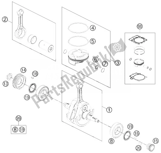 All parts for the Crankshaft, Piston of the KTM 450 XC F USA 2014