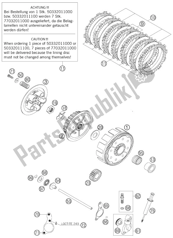 All parts for the Clutch of the KTM 200 EXC Europe 2007