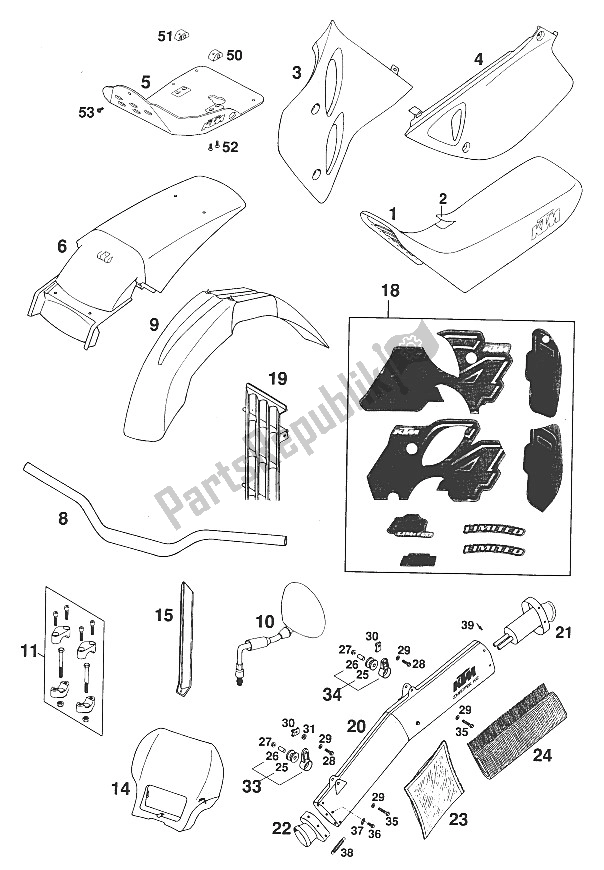 Tutte le parti per il Nuove Parti 620 Comp. Limitato '97 del KTM 620 Competition Limited 20 KW Europe 1997