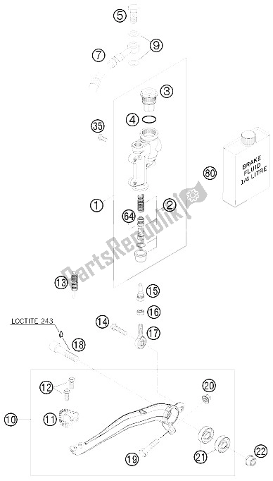 Todas las partes para Control De Freno Trasero de KTM 200 XC USA 2008