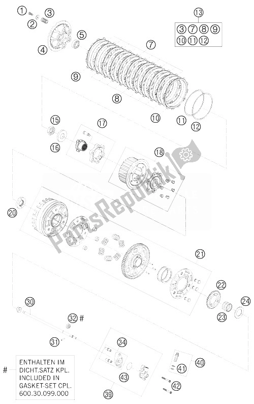 All parts for the Clutch of the KTM 950 Supermoto Black Europe 2007