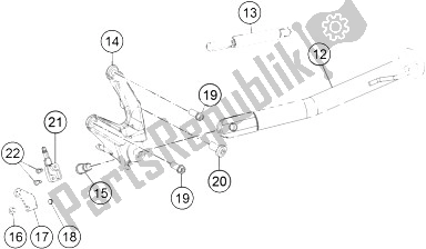 All parts for the Side- /center Stand of the KTM 1190 ADV ABS Grey WES France 2013