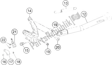 All parts for the Side- /center Stand of the KTM 1190 ADV ABS Orange WES Europe 2013