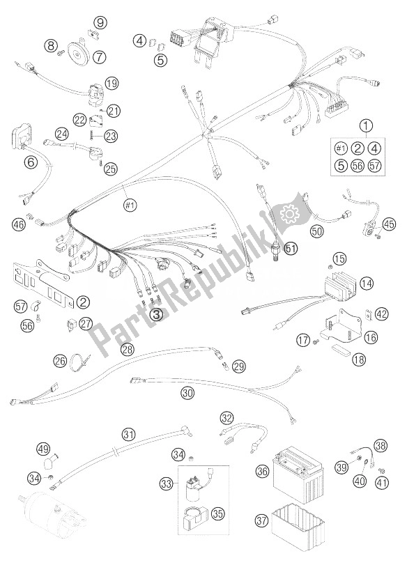 Toutes les pièces pour le Faisceau De Câblage du KTM 625 SXC Australia United Kingdom 2007