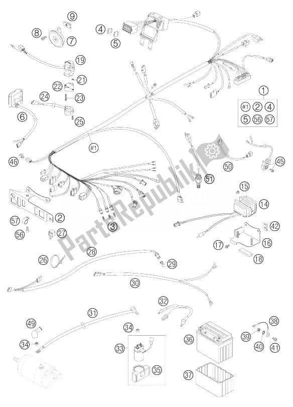 Todas las partes para Arnés De Cableado de KTM 625 SXC Europe 2007