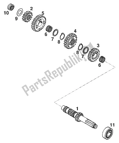 All parts for the Gearbox I Lc4 '97 of the KTM 400 EGS 20 KW 11 LT Orange Europe 1997