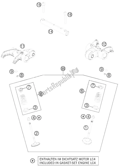 Tutte le parti per il Azionamento Della Valvola del KTM 690 SMC R Europe 2012