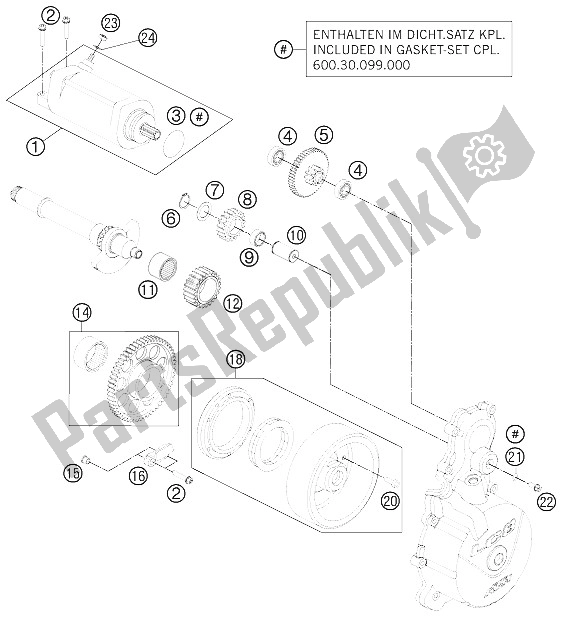 All parts for the Electrical Starter of the KTM 990 ADV White ABS Spec Edit Brazil 2011