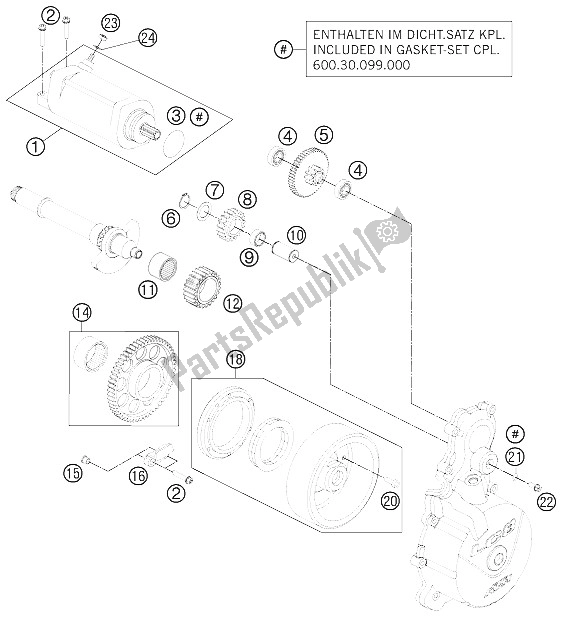 All parts for the Electric Starter of the KTM 990 Adventure Blue ABS 12 Europe 2012