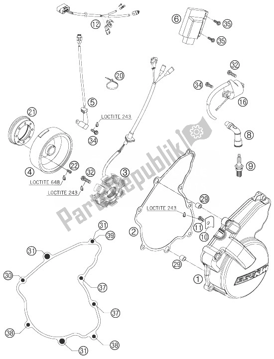 All parts for the Ignition System of the KTM 250 EXC F Europe 2010