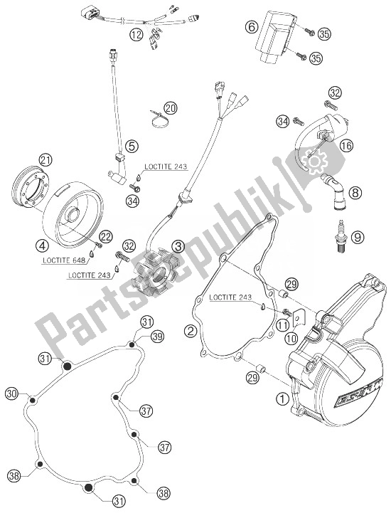 All parts for the Ignition System of the KTM 250 XCF W Champion Edit USA 2010