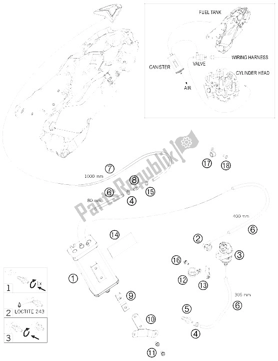 Wszystkie części do Kanister Wyparny KTM 690 Enduro 08 USA 2008