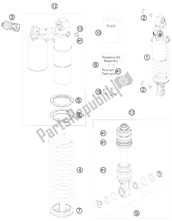Tutte le parti per il Monoammortizzatore del KTM 690 Supermoto R Australia United Kingdom 2008